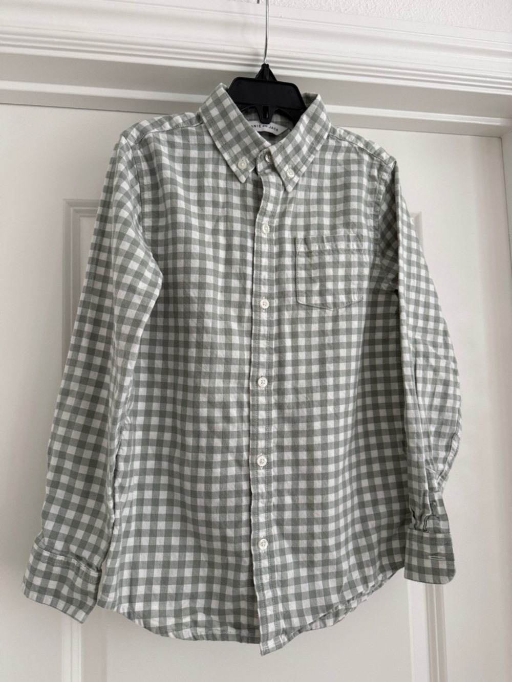 Janie and Jack boys gingham flannel shirt in iceberg green